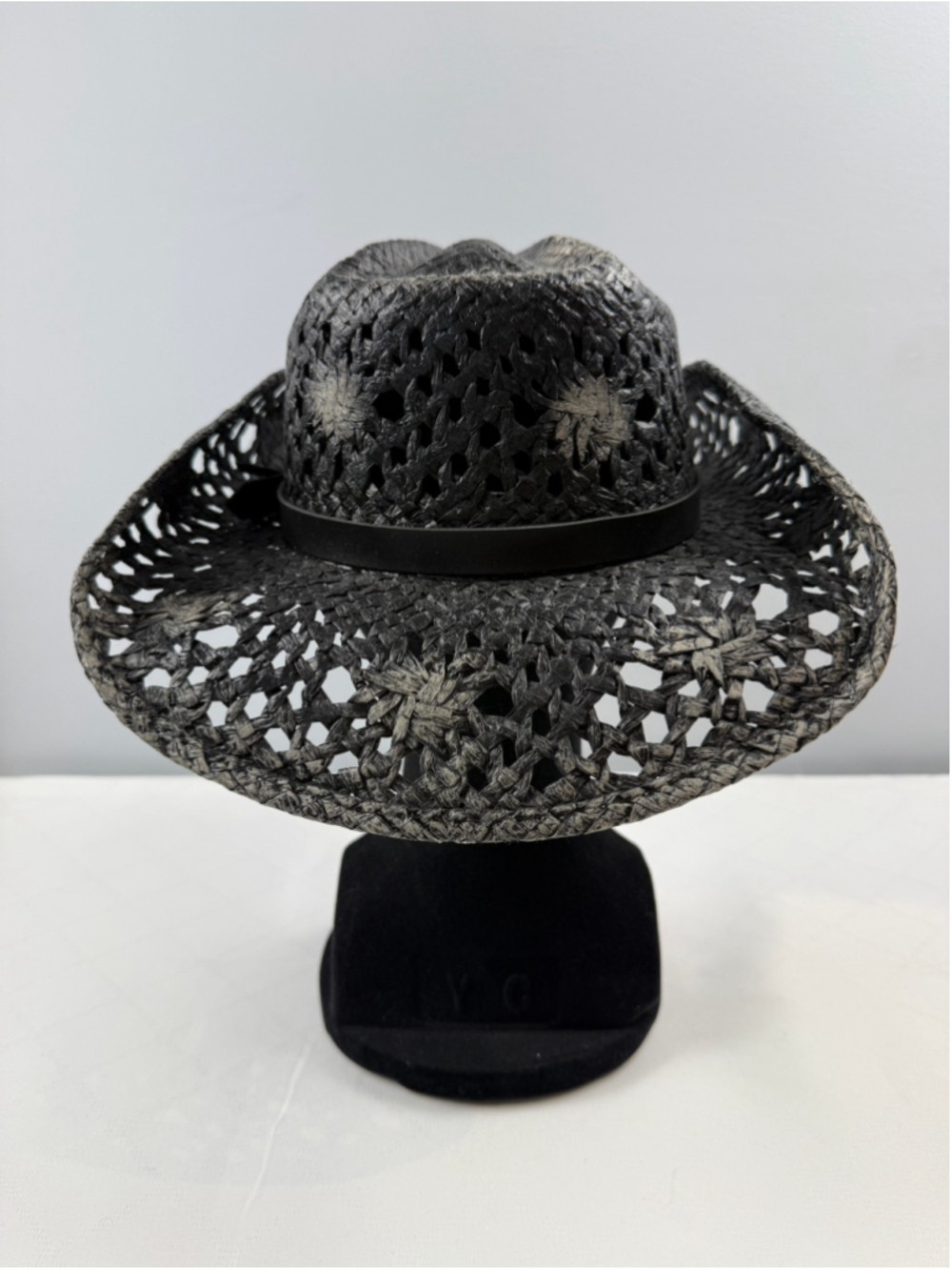 SOM-HER Straw Cowboy Hat Women Black & Gray Size S - Picture 3 of 8